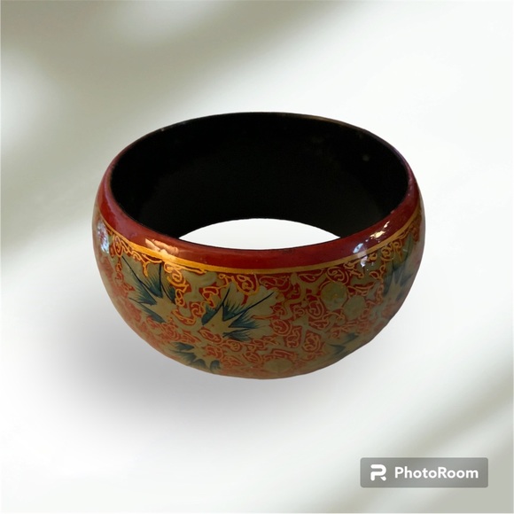 Vintage, Wooden, Painted Bangle Bracelet - Picture 1 of 4